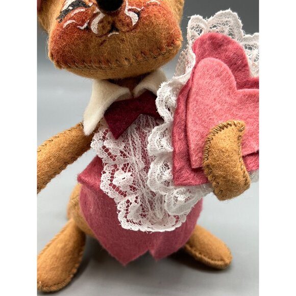 Annalee Vintage Valentines Day Mouse Doll 6" w/ Box Handcrafted Pink Lace Heart - Picture 10 of 14